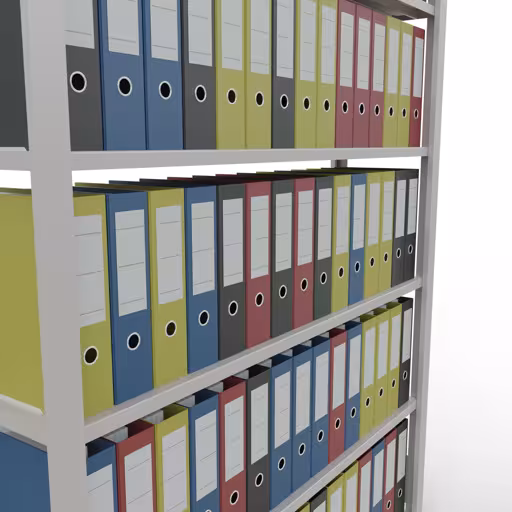 Zusatzbild des Artikels Grundregal, Büro-Fachbodenregal Stecksystem MULTIplus85, 2000 x 1300 x 300 mm (HxBxT), 6 Fachböden, Kreuzstrebe, mit Anschlagleiste, lichtgrau aus Stecksystem