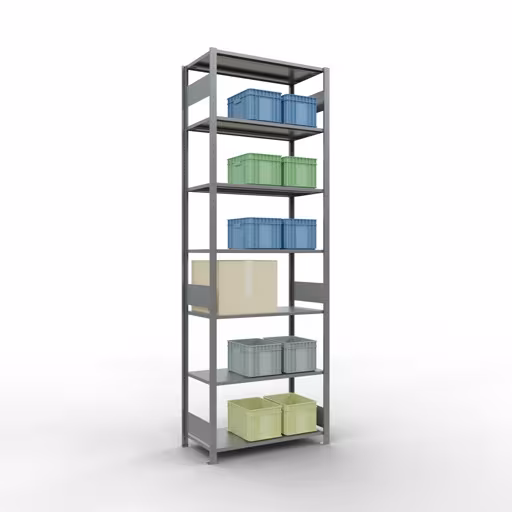 Produktbild Nr 13 des Artikels Grundregal, Fachbodenregal Stecksystem MULTIplus85, 3000 x 1000 x 500 mm (HxBxT), 7 Fachböden, Längenriegel, verzinkt Abbildung Nr 13 des Artikels Grundregal, Fachbodenregal Stecksystem MULTIplus85, 3000 x 1000 x 500 mm (HxBxT), 7 Fachböden, Längenriegel, verzinkt aus der Produktgruppe Stecksystem von der Marke Schulte Lagertechnik