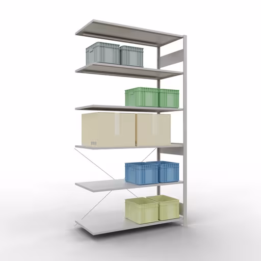 Stecksystem Anbauregal 2500x1300x600 mm, Typ 150 kg, lichtgrau mit der Artikelnr. 32666-130 Stecksystem Anbauregal 2500x1300x600 mm, Typ 150 kg, lichtgrau von Schulte Lagertechnik aus der Kategorie Stecksystem