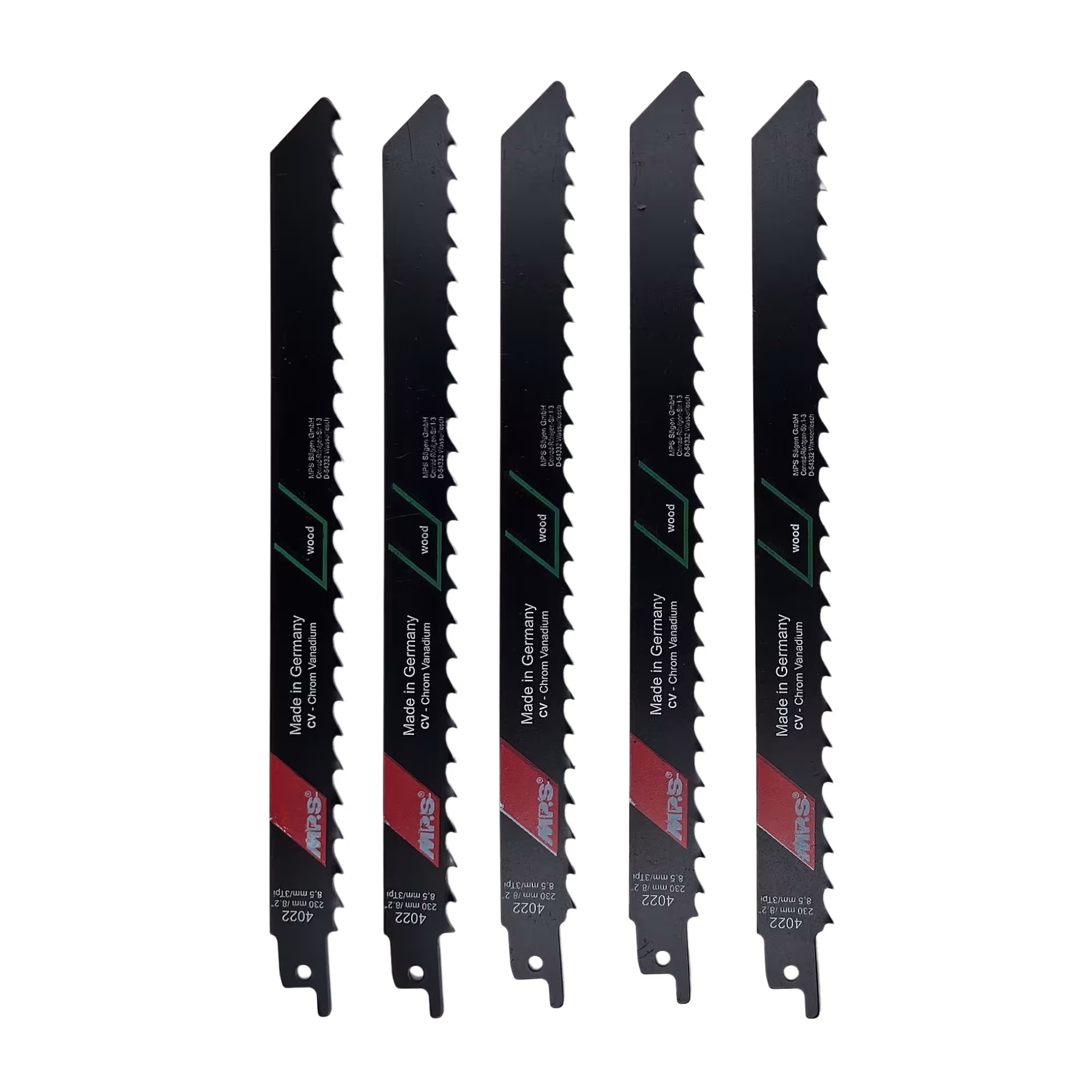 Produktgruppe MPS CV-Säbelsägeblatt gefräst und geschränkt zur Bearbeitung von Holz, Holzfaserplatten und Kunststoffen CV-Säbelsägeblatt gefräst und geschränkt GL 230/VL 210mm, ZT 8,5mm von der Marke MPS aus der Kategorie Sägeblätter
