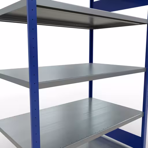 Grundregal, Fachbodenregal Stecksystem MULTIplus250, 2000 x 1300 x 800 mm (HxBxT), 5 Fachböden, Längenriegel, RAL 5010 enzianblau/verzinkt von Schulte Lagertechnik mit der Artikelnr. 12980-130-LR-B