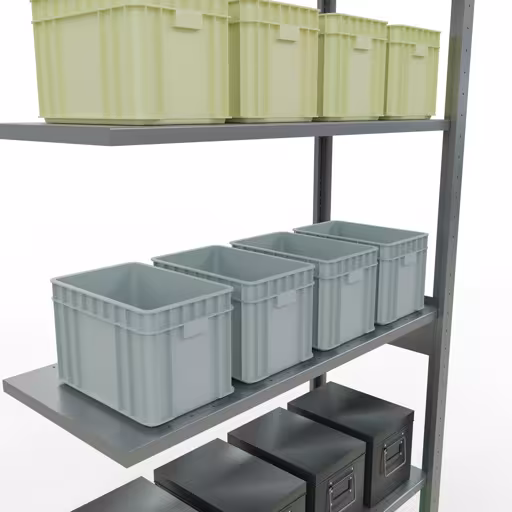 Anbauregal, Fachbodenregal Stecksystem MULTIplus150, 2500 x 1000 x 400 mm (HxBxT), 6 Fachböden, Längenriegel, verzinkt mit der Artikelnr. 12746-LR Anbauregal, Fachbodenregal Stecksystem MULTIplus150, 2500 x 1000 x 400 mm (HxBxT), 6 Fachböden, Längenriegel, verzinkt von Schulte Lagertechnik aus der Kategorie Stecksystem