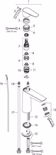 Hansgrohe Einhebel-Waschtischmischer 110 TALIS E Nennweite 15 CoolStart mit Garnitur G 1 1/4 Zoll chrom