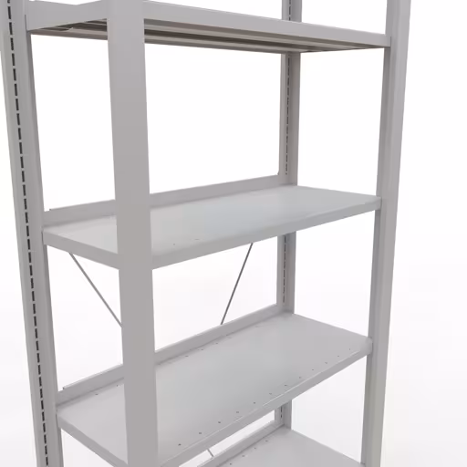 Abbildung Nr 9 des Artikels Grundregal, Büro-Fachbodenregal Stecksystem MULTIplus85, 2300 x 750 x 300 mm (HxBxT), 7 Fachböden, Kreuzstrebe, mit Anschlagleiste, lichtgrau aus der Produktgruppe Büroregale von der Marke Schulte Lagertechnik