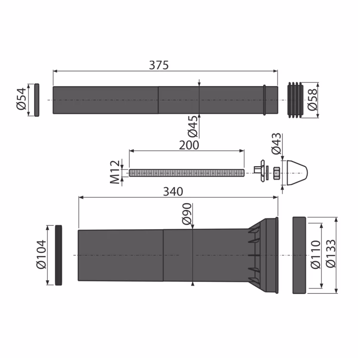 Wand-WC Anschlusssatz von der Marke AlcaPlast aus der Kategorie WC Anschluss