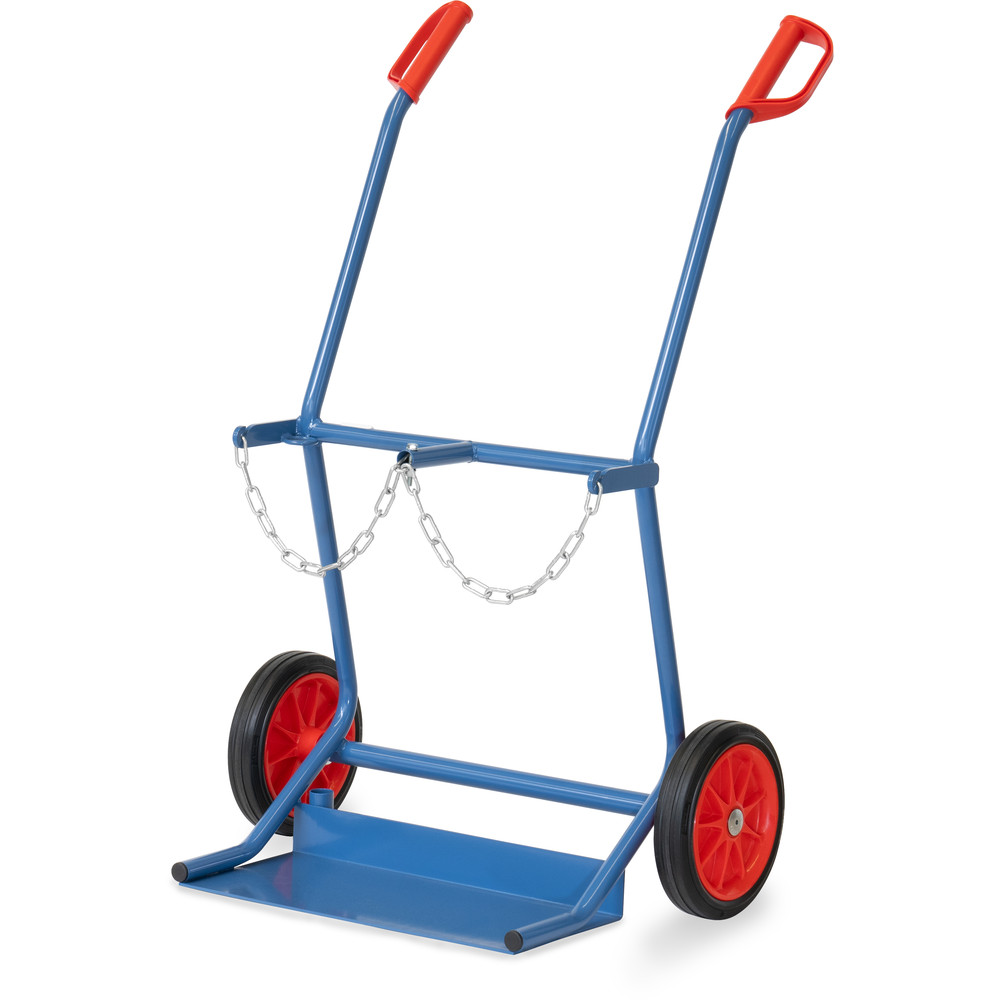 Stalen flessenwagen 52204V met massieve rubberen banden van het merk Fetra Stalen flessenwagen 2x204, gemaakt van gelaste stalen buizen, uit de categorie trolleys met artikelnummer 52204V.