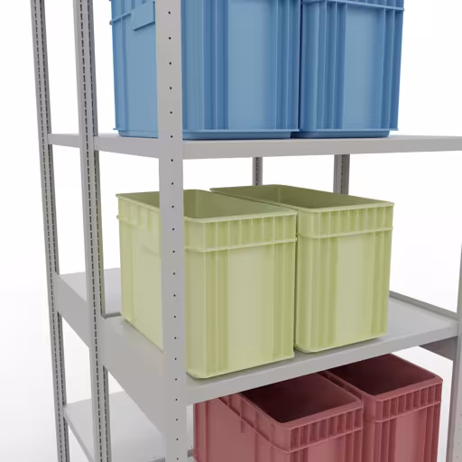 Grundregal, Doppelregal, Fachbodenregal Stecksystem MULTIplus250, 3000 x 1000 x (2x600) mm (HxBxT), 2x7 Fachböden, Längenriegel, RAL 7035 lichtgrau aus der Kategorie Doppelregale mit der GTIN 4058255035694 Grundregal, Doppelregal, Fachbodenregal Stecksystem MULTIplus250, 3000 x 1000 x (2x600) mm (HxBxT), 2x7 Fachböden, Längenriegel, RAL 7035 lichtgrau von der Marke Schulte Lagertechnik aus der Produktreihe Fachbodenregale