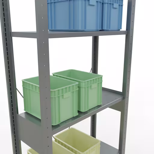 Produktbild Nr.8 des Artikels Grundregal, Fachbodenregal Stecksystem MULTIplus150, 2500 x 750 x 300 mm (HxBxT), 6 Fachböden, Kreuzstrebe, verzinkt aus der Produktreihe Stecksystem von der Marke Schulte Lagertechnik