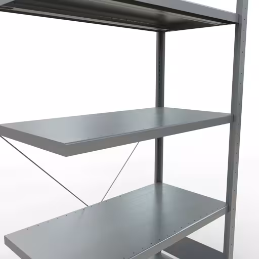 Anbauregal, Fachbodenregal Stecksystem MULTIplus330, 2000 x 1000 x 500 mm (HxBxT), 5 Fachböden, Kreuzstrebe, verzinkt von Schulte Lagertechnik mit der Artikelnr. 13955
