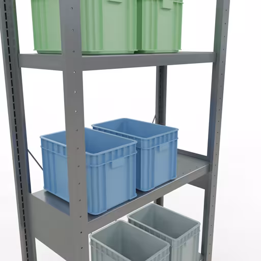 Grundregal, Fachbodenregal Stecksystem MULTIplus250, 2500 x 750 x 300 mm (HxBxT), 6 Fachböden, Kreuzstrebe, verzinkt von Schulte Lagertechnik aus der Kategorie Stecksystem