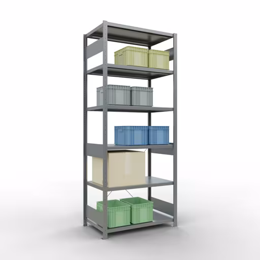 Grundregal, Fachbodenregal Stecksystem MULTIplus330, 2500 x 1000 x 600 mm (HxBxT), 6 Fachböden, Kreuzstrebe, verzinkt aus der Kategorie Grundregal mit der GTIN 4004514203182 Grundregal, Fachbodenregal Stecksystem MULTIplus330, 2500 x 1000 x 600 mm (HxBxT), 6 Fachböden, Kreuzstrebe, verzinkt von der Marke Schulte Lagertechnik aus der Produktreihe Stecksystem