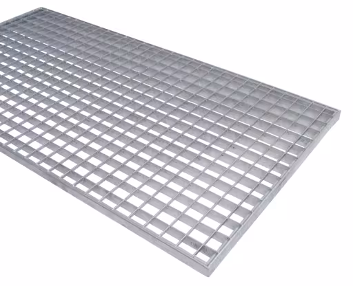 Weitere Ansicht des Artikels Grundregal, Kleingebinderegal, 2000 x 1000 x 500 mm (HxBxT), verzinkt, mit Auffangwanne (Volumen: 36 Liter) und 4 Gitterrostböden aus der Kategorie Fachbodenregale