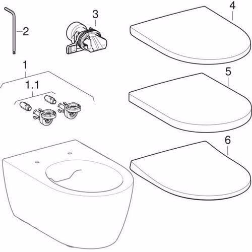 Geberit iCon Wand-WC Tiefspüler, Rimfree geschlossene Form, Tiefe: 53cm, weiß