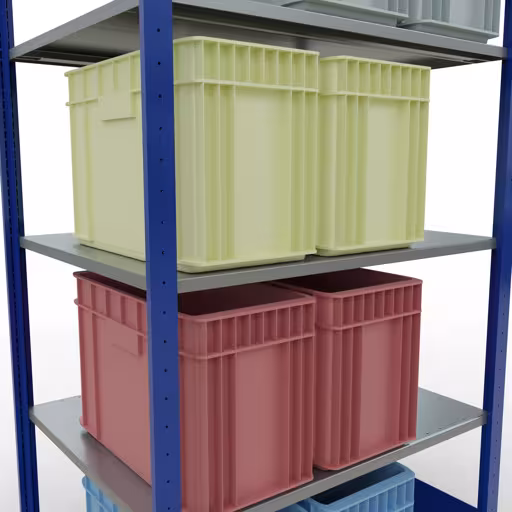 Grundregal, Fachbodenregal Stecksystem MULTIplus150, 2000 x 1000 x 800 mm (HxBxT), 5 Fachböden, Längenriegel, RAL 5010 enzianblau/verzinkt mit der Artikelnr. 12780-LR-B Grundregal, Fachbodenregal Stecksystem MULTIplus150, 2000 x 1000 x 800 mm (HxBxT), 5 Fachböden, Längenriegel, RAL 5010 enzianblau/verzinkt von Schulte Lagertechnik aus der Kategorie Stecksystem