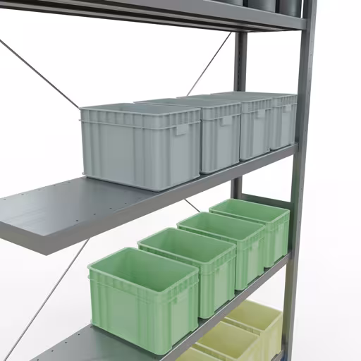 Produktbild Nr 15 des Artikels Stecksystem Anbauregal 3000x1300x300 mm, Typ 250 kg, verzinkt Abbildung Nr 15 des Artikels Stecksystem Anbauregal 3000x1300x300 mm, Typ 250 kg, verzinkt aus der Produktgruppe Stecksystem von der Marke Schulte Lagertechnik