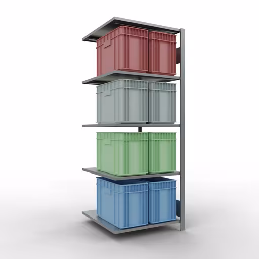 Zusatzbild des Artikels Anbauregal, Fachbodenregal Stecksystem MULTIplus150, 2000 x 750 x 800 mm (HxBxT), 5 Fachböden, Längenriegel, verzinkt Zusatzbild des Artikels Anbauregal, Fachbodenregal Stecksystem MULTIplus150, 2000 x 750 x 800 mm (HxBxT), 5 Fachböden, Längenriegel, verzinkt aus Anbauregal