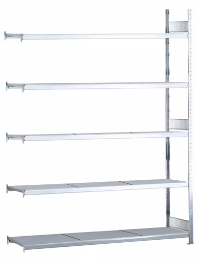 Anbauregal, Weitspannregal WS 2000 mit Stahlböden, 3000 x 2500 x 500 mm (HxBxT), verzinkt, 5 Ebenen, Fachlast 400 kg, Feldlast 2.000 kg von der Marke Schulte Lagertechnik Anbauregal, Weitspannregal WS 2000 mit Stahlböden, 3000 x 2500 x 500 mm (HxBxT), verzinkt, 5 Ebenen, Fachlast 400 kg, Feldlast 2.000 kg aus der Kategorie WS2000 für Fachlasten bis 400kg mit der Artikelnummer 15743
