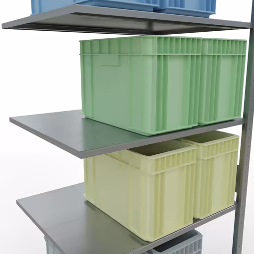 Zusatzbild des Artikels Anbauregal, Fachbodenregal Stecksystem MULTIplus150, 3000 x 1000 x 800 mm (HxBxT), 7 Fachböden, Längenriegel, verzinkt aus Anbauregal