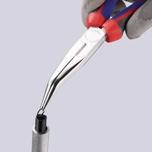 Flachrundzange Länge 200mm verchromt 40Grad gewinkelt Comfort-Griff KNIPEX