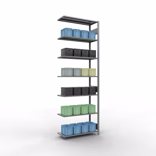 Zusatzbild des Artikels Anbauregal, Fachbodenregal Stecksystem MULTIplus150, 3000 x 1000 x 400 mm (HxBxT), 7 Fachböden, Längenriegel, verzinkt Zusatzbild des Artikels Anbauregal, Fachbodenregal Stecksystem MULTIplus150, 3000 x 1000 x 400 mm (HxBxT), 7 Fachböden, Längenriegel, verzinkt aus Anbauregal