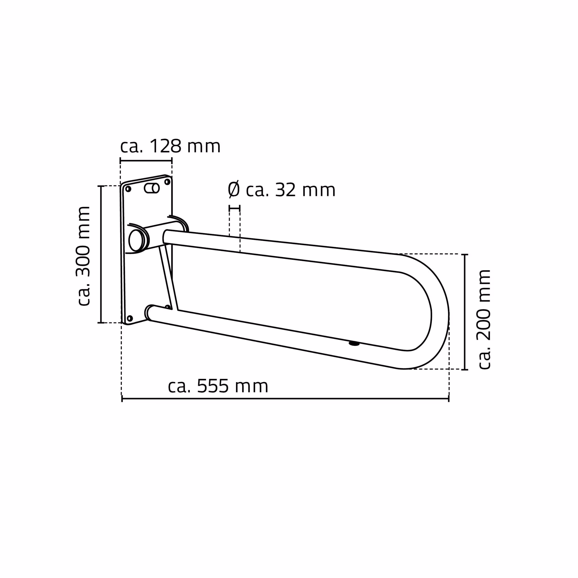 Zusatzbild des Artikels WC-Aufstehbügel Tim ca. 55,5 cm, weiß, klappbar, Stahl aus Haltegriffe