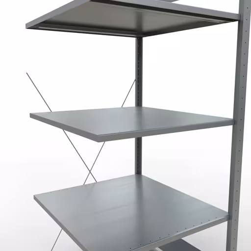 Produktbild Nr.7 des Artikels Anbauregal, Fachbodenregal Stecksystem MULTIplus150, 2000 x 750 x 800 mm (HxBxT), 5 Fachböden, Kreuzstrebe, verzinkt aus der Produktreihe Stecksystem von der Marke Schulte Lagertechnik