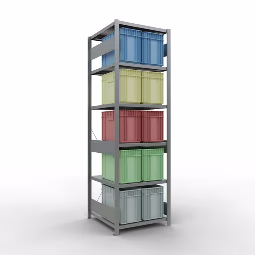 Grundregal, Fachbodenregal Stecksystem MULTIplus250, 2500 x 750 x 800 mm (HxBxT), 6 Fachböden, Kreuzstrebe, verzinkt von Schulte Lagertechnik mit der Artikelnr. 12981-75