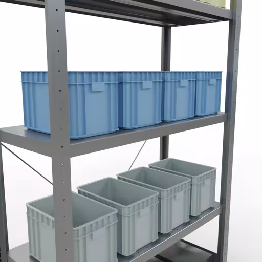 Produktbild Nr 13 des Artikels Grundregal, Fachbodenregal Stecksystem MULTIplus330, 2000 x 1000 x 400 mm (HxBxT), 5 Fachböden, Kreuzstrebe, verzinkt Abbildung Nr 13 des Artikels Grundregal, Fachbodenregal Stecksystem MULTIplus330, 2000 x 1000 x 400 mm (HxBxT), 5 Fachböden, Kreuzstrebe, verzinkt aus der Produktgruppe Stecksystem von der Marke Schulte Lagertechnik