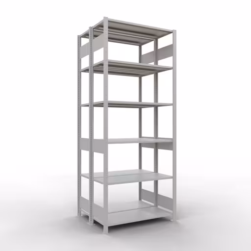 Grundregal, Doppelregal, Fachbodenregal Stecksystem MULTIplus150, 2500 x 1000 x (2x400) mm (HxBxT), 2x6 Fachböden, Längenriegel, RAL 7035 lichtgrau von der Marke Schulte Lagertechnik Grundregal, Doppelregal, Fachbodenregal Stecksystem MULTIplus150, 2500 x 1000 x (2x400) mm (HxBxT), 2x6 Fachböden, Längenriegel, RAL 7035 lichtgrau aus der Kategorie Doppelregale mit der Artikelnummer 33141