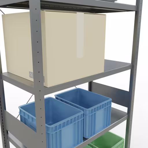 Zusatzbild des Artikels Grundregal, Fachbodenregal Stecksystem MULTIplus250, 3000 x 1000 x 500 mm (HxBxT), 7 Fachböden, Kreuzstrebe, verzinkt Zusatzbild des Artikels Grundregal, Fachbodenregal Stecksystem MULTIplus250, 3000 x 1000 x 500 mm (HxBxT), 7 Fachböden, Kreuzstrebe, verzinkt aus Grundregal