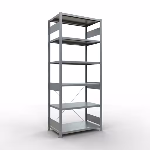 Grundregal, Fachbodenregal Stecksystem MULTIplus250, 2500 x 1000 x 600 mm (HxBxT), 6 Fachböden, Kreuzstrebe, verzinkt von der Marke Schulte Lagertechnik Grundregal, Fachbodenregal Stecksystem MULTIplus250, 2500 x 1000 x 600 mm (HxBxT), 6 Fachböden, Kreuzstrebe, verzinkt aus der Kategorie Grundregal mit der Artikelnummer 12961