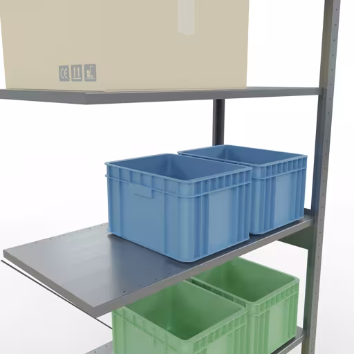 Produktbild Nr.11 des Artikels Anbauregal, Eckregal (Feld C) 2500 x 1000 x 500, 6 Fachböden, Kreuzstrebe, verzinkt aus der Produktreihe Fachbodenregale von der Marke Schulte Lagertechnik