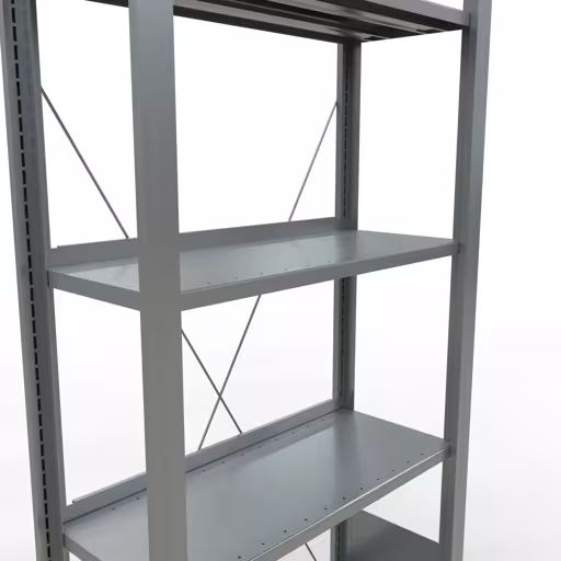 Abbildung Nr 15 des Artikels Grundregal, Büro-Fachbodenregal Stecksystem MULTIplus85, 1800 x 750 x 300 mm (HxBxT), 5 Fachböden, Kreuzstrebe, verzinkt, mit Anschlagleiste aus der Produktgruppe Büroregale von der Marke Schulte Lagertechnik