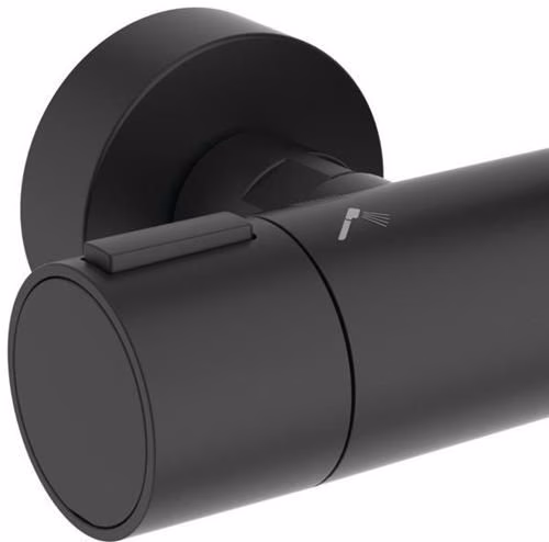 Detailbild 4010453 Ideal Standard CerathermAlu+ douchesysteem met douchethermostaat, 2 planchetten, handdouche met 2 functies en hoofddouche met 2 functies Silk Black