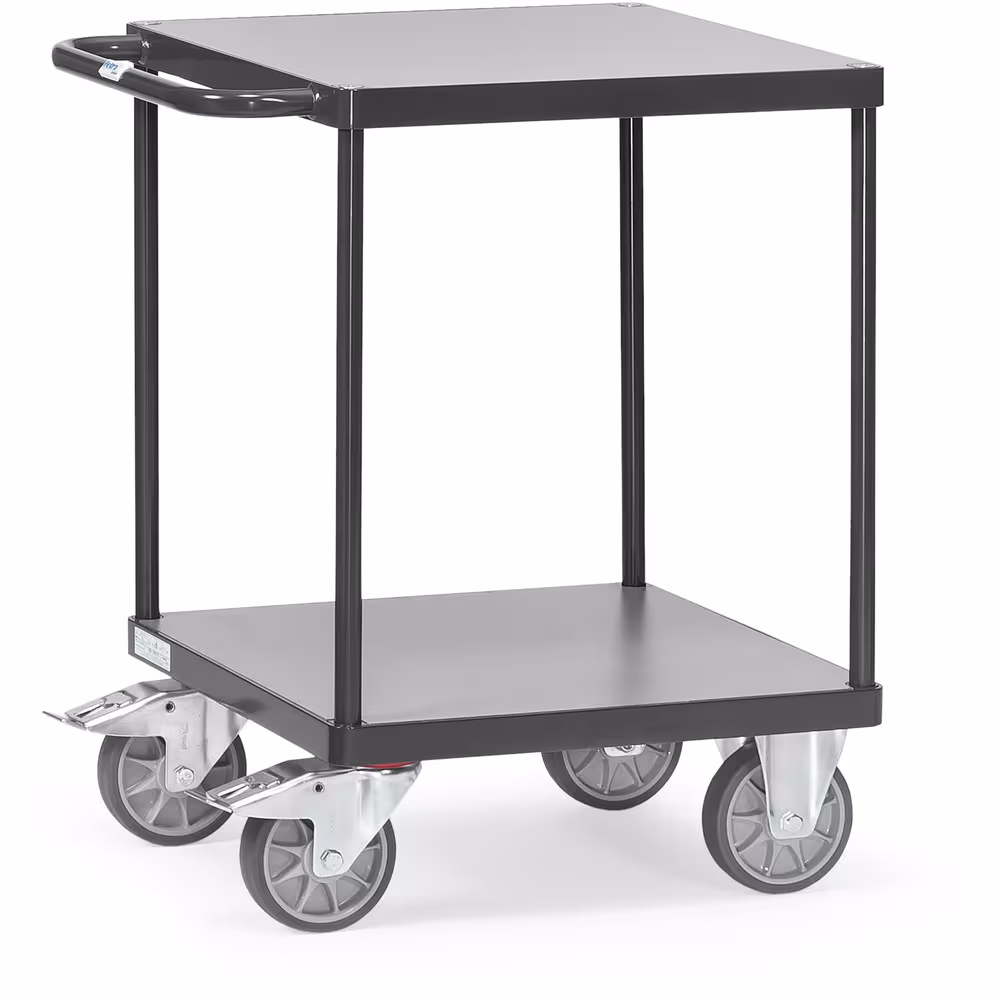 Tischwagen 2496-7016 pulverbeschichtet anthrazitgrau RAL 7016. Dauerhaft oberflächengeschützt, schlag- und kratzfest von der Marke Fetra aus der Produktreihe Transportsysteme