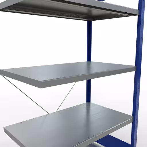 Andere Ansicht des Artikels Anbauregal, Fachbodenregal Stecksystem MULTIplus250, 2000 x 1000 x 600 mm (HxBxT), 5 Fachböden, Kreuzstrebe, RAL 5010 enzianblau/verzinkt Andere Ansicht des Artikels Anbauregal, Fachbodenregal Stecksystem MULTIplus250, 2000 x 1000 x 600 mm (HxBxT), 5 Fachböden, Kreuzstrebe, RAL 5010 enzianblau/verzinkt aus der Kategorie Stecksystem