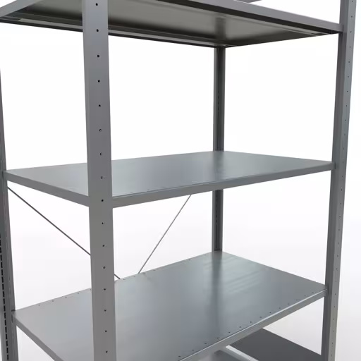 Abbildung Nr 12 des Artikels Grundregal, Fachbodenregal Stecksystem MULTIplus85, 2000 x 1000 x 600 mm (HxBxT), 5 Fachböden, Kreuzstrebe, verzinkt aus der Produktgruppe Stecksystem von der Marke Schulte Lagertechnik