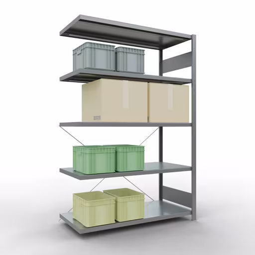 Produktbild Nr 15 des Artikels Stecksystem Anbauregal 2000x1300x600 mm, Typ 250 kg, verzinkt Abbildung Nr 15 des Artikels Stecksystem Anbauregal 2000x1300x600 mm, Typ 250 kg, verzinkt aus der Produktgruppe Stecksystem von der Marke Schulte Lagertechnik