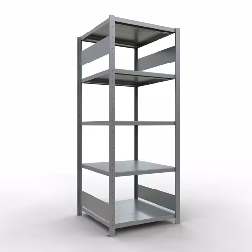 Grundregal, Fachbodenregal Stecksystem MULTIplus250, 2000 x 750 x 800 mm (HxBxT), 5 Fachböden, Längenriegel, verzinkt aus der Kategorie Grundregal mit der Artikelnummer 12980-75-LR
