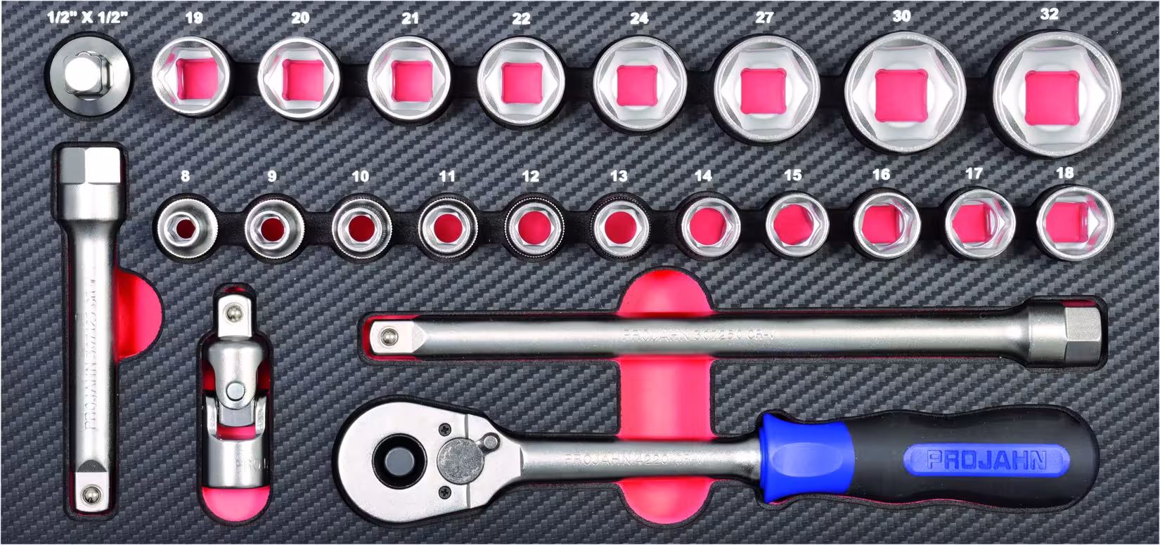 1/2" Werkzeug-Satz Einlage 24tlg aus der Kategorie Steckschlüssel Sätze & Einzelteile mit der GTIN 4000146591314 Einlage Steckschlüssel-Einsätze metrisch 12,5 von der Marke PROJAHN aus der Kategorie Steckschlüssel Sätze & Einzelteile