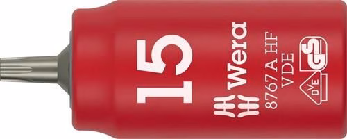 Insert de douille Wera 8767 A VDE avec fonction de maintien, 1/4 pouce TX 15, longueur 36 mm Insert de clé à douille 8767 A VDE, fonction de maintien, longueur 1/4 pouce (36 mm), WERA, de la catégorie clés à douille et outils de manœuvre VDE, référence 8004994819