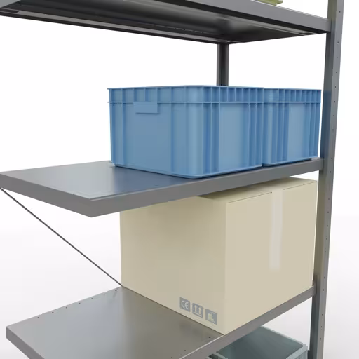 Anbauregal, Fachbodenregal Stecksystem MULTIplus250, 2000 x 1000 x 500 mm (HxBxT), 5 Fachböden, Kreuzstrebe, verzinkt von Schulte Lagertechnik aus der Kategorie Stecksystem