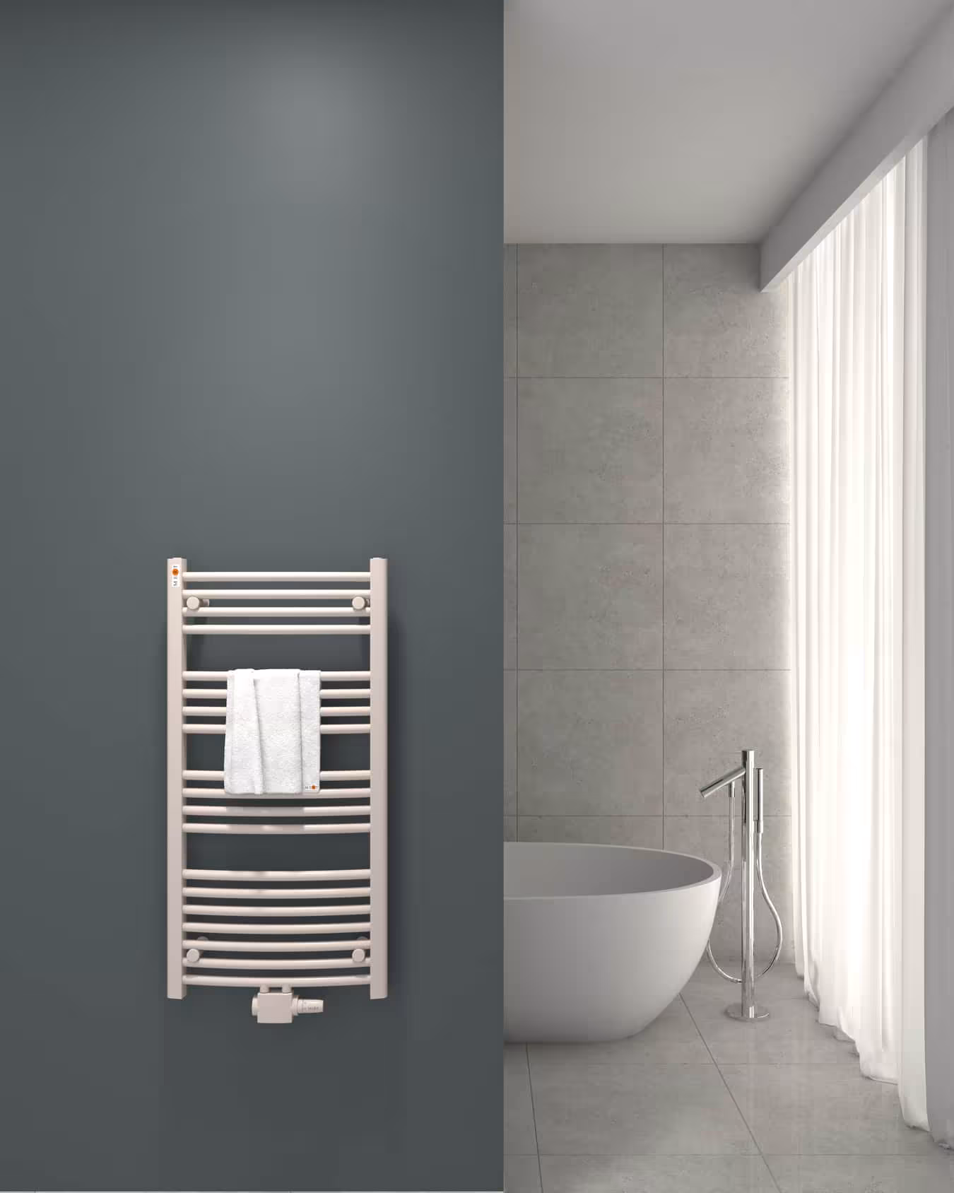 MERT Badheizkörper weiß gebogen, Mittelanschluss Typ Größe: 500x1000 mm aus der Kategorie Bad-Heizkörper mit der Artikelnr. 2-50x100-M