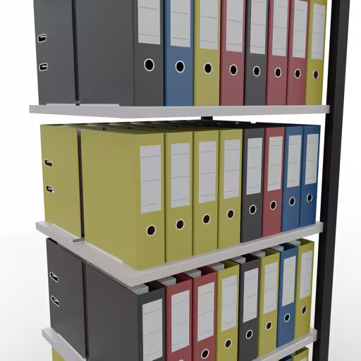 Abbildung Nr 14 des Artikels Anbauregal, Büro-Fachbodenregal Stecksystem MULTIplus150, 2000 x 750 x 600 mm (HxBxT), 6 Fachböden, Längenriegel, mit Mittelanschlag, schwarz/lichtgrau aus der Produktgruppe Büroregale von der Marke Schulte Lagertechnik