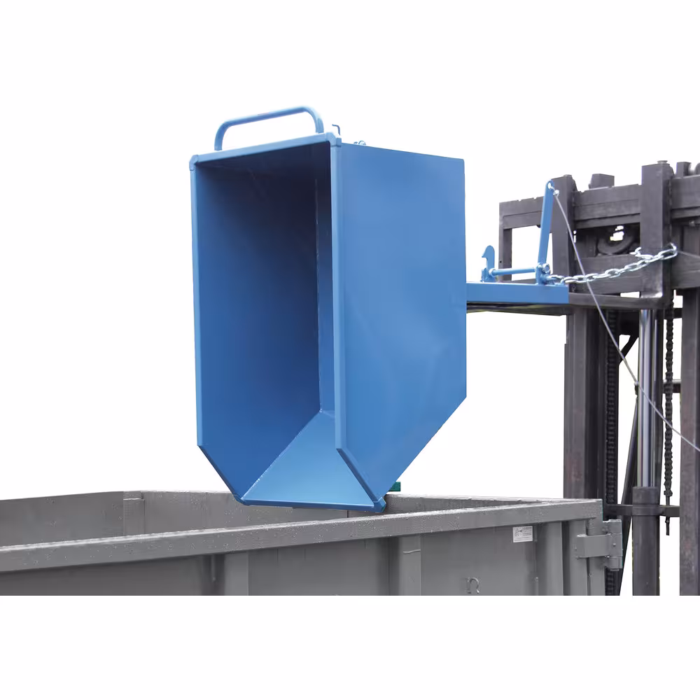 Kippbehälter pulverbeschichtet blau RAL 5007, Serienmäßig mit Staplertaschen, Abrollsicherung und Kippverriegelung Ausführung Inhalt: 300 Liter mit der GTIN 4017976166230 Kippbehälter 6230 Inhalt 300 Liter von Fetra mit der Artikelnr. 6230
