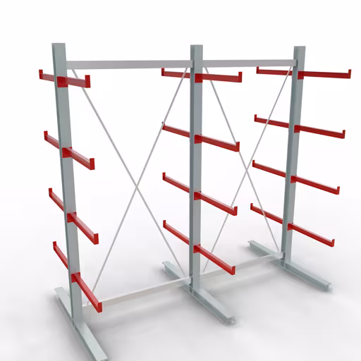 K 6000 Komplettregal, doppelseitig, 3000 x 3000 x 2x 750 mm, RAL 7001 / RAL 3000, 5 Lagerebenen aus der Kategorie K6000 für schwere Güter mit der Artikelnummer 28718