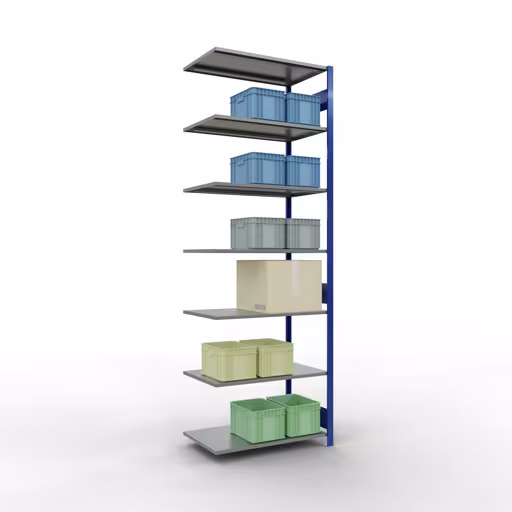 Produktbild Nr 13 des Artikels Anbauregal, Fachbodenregal Stecksystem MULTIplus85, 3000 x 1000 x 600 mm (HxBxT), 7 Fachböden, Längenriegel, RAL 5010 enzianblau Abbildung Nr 13 des Artikels Anbauregal, Fachbodenregal Stecksystem MULTIplus85, 3000 x 1000 x 600 mm (HxBxT), 7 Fachböden, Längenriegel, RAL 5010 enzianblau aus der Produktgruppe Stecksystem von der Marke Schulte Lagertechnik