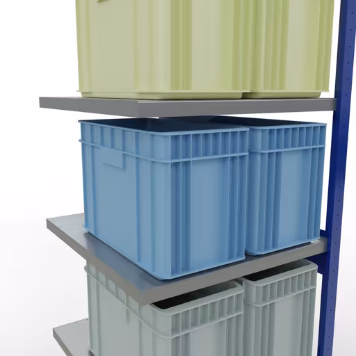 Produktbild Nr 12 des Artikels Anbauregal, Fachbodenregal Stecksystem MULTIplus250, 2500 x 750 x 800 mm (HxBxT), 6 Fachböden, Längenriegel, RAL 5010 enzianblau/verzinkt/verzinkt Abbildung Nr 12 des Artikels Anbauregal, Fachbodenregal Stecksystem MULTIplus250, 2500 x 750 x 800 mm (HxBxT), 6 Fachböden, Längenriegel, RAL 5010 enzianblau/verzinkt/verzinkt aus der Produktgruppe Stecksystem von der Marke Schulte Lagertechnik