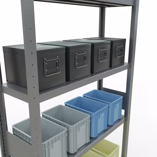 Abbildung Nr 10 des Artikels Grundregal, Fachbodenregal Stecksystem MULTIplus330, 3000 x 1000 x 300 mm (HxBxT), 7 Fachböden, Längenriegel, verzinkt aus der Produktgruppe Stecksystem von der Marke Schulte Lagertechnik