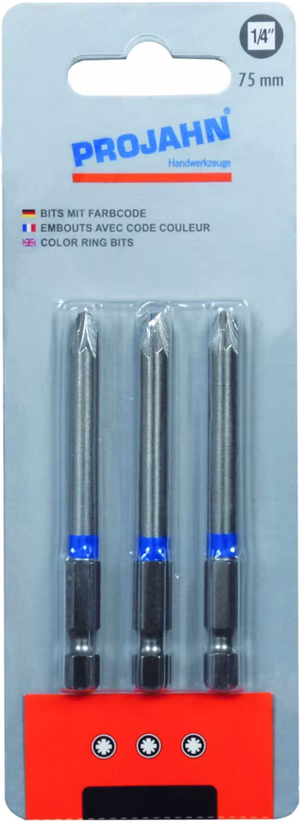 1/4" markierter Bit L25 mm Pozidriv Nr 3 3er Pack von der Marke PROJAHN Color-Ring Bit für Kreuzschlitz-Schrauben PZ 6,3 Typ Variante: 1/4" markierter Bit L25 mm Pozidriv Nr 3 3er Pack aus der Kategorie Bits & Bithalter mit der Artikelnr. 1713-03